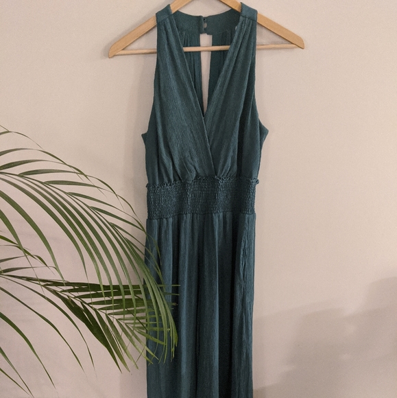 Anthropologie Green Halter Jumpsuit - Picture 4 of 7
